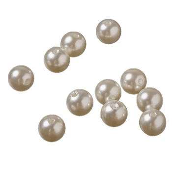 

560Pcs Beige 12mm Round Straight Hole 0.5Kg Pearl ABS Beaded DIY Jewelry Handmade Necklace