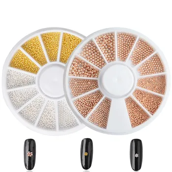 

Artlalic Nail Art Gold Silver Steel Balls Beads Mix Size 3D Design Manicure Jewelry Rose Gold DIY Decoration 0.8/1/1.2/1.5mm