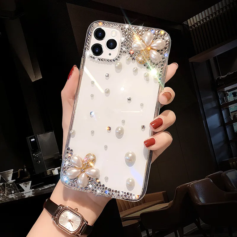 3D Floral Clear Rhinestone Case for Samsung Galaxy Series