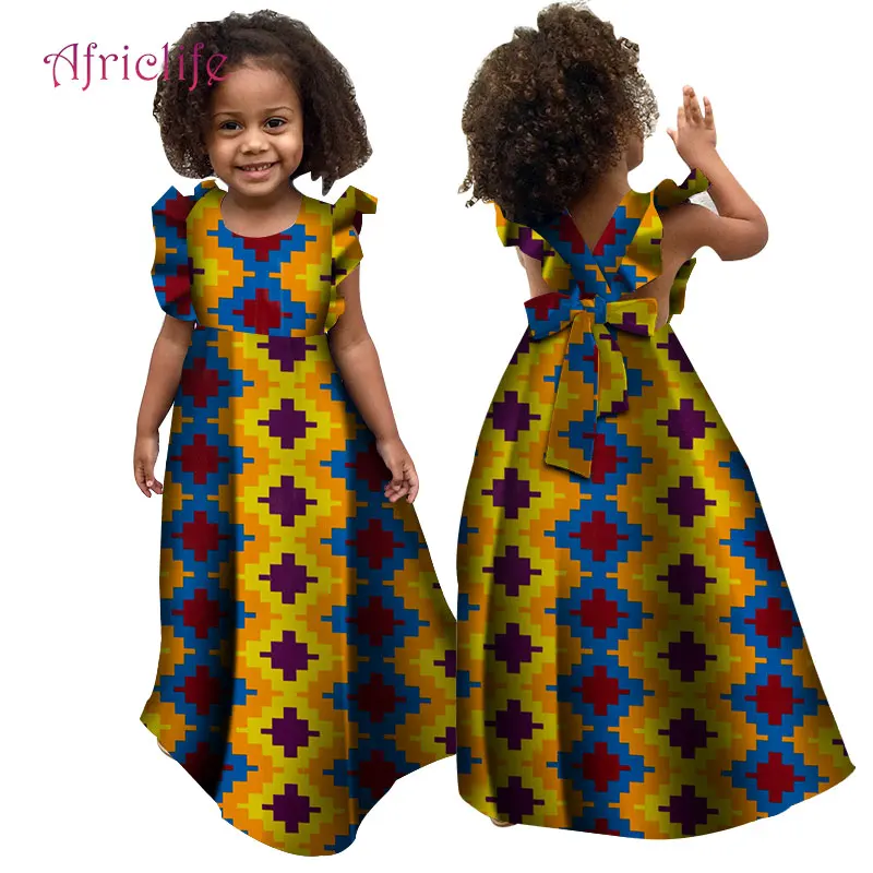Летнее платье для девочек в африканском стиле; детское традиционное Хлопковое платье с рюшами и рукавами; платье для девочек с принтом в африканском стиле; WYT307 - Цвет: 12