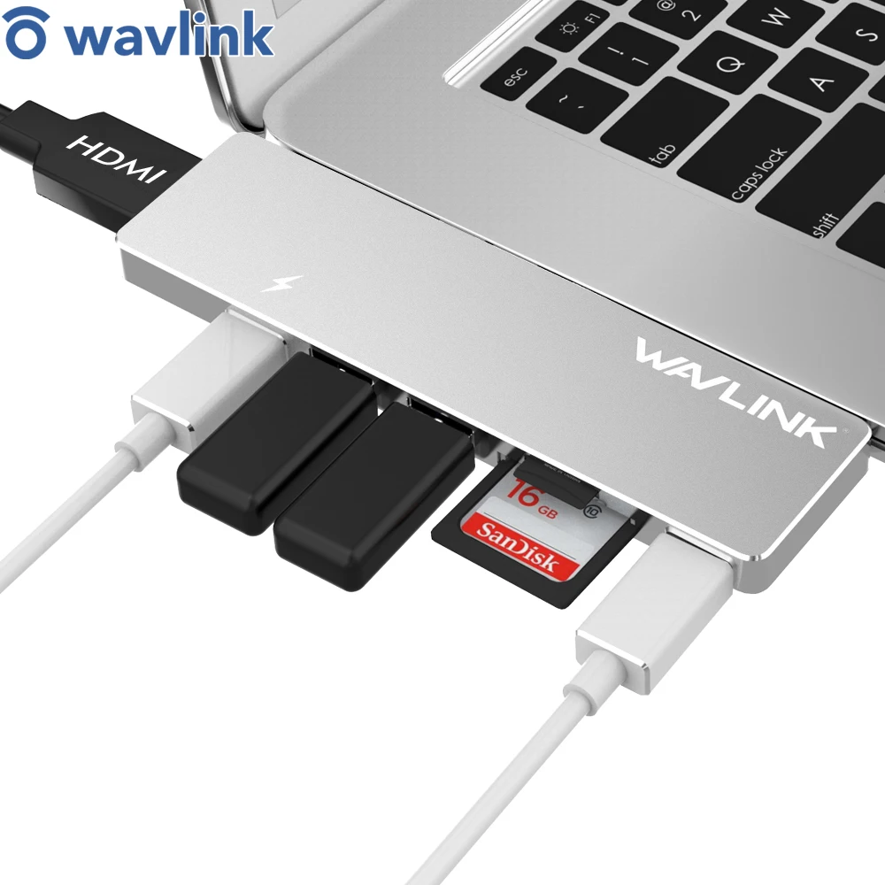 Wavlink Dual Ports USB C Hub To HDMI Adapter 4K Type 3 0 w/SD/Micro SD Card Reader c dual hdmi для MacBook Pro 2020|USB-хабы| |