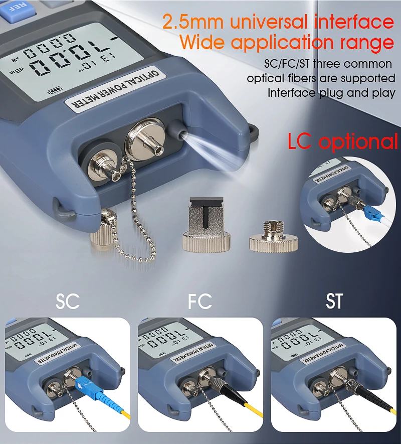 AUA All-IN-ONE Optical Power Meter with Visual Fault Locator optical fiber tester 5KM 10km 20KM 30km VFL 1/10/20/30MW fiber quick connector