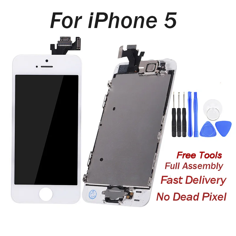 Tanie Wyświetlacz LCD dla iphone 5 komplet LCD wyświetlacz LCD dla iphone 5G wymiana ekranu dotykowego ekran LCD do telefonu komórkowego ekrany