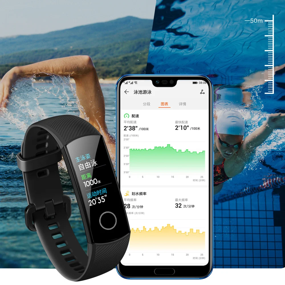 Oximeter huawei Honor Band 5 Смарт-браслет NFC волшебный цветной сенсорный экран плавающий ход Обнаружение сердечного ритма сна