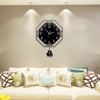 

Creative Digital Pendulum Wall Clock 3D Modern Design Large Hanging Watch Metal Pointer Quartz Black and Red Clock Free Shipment