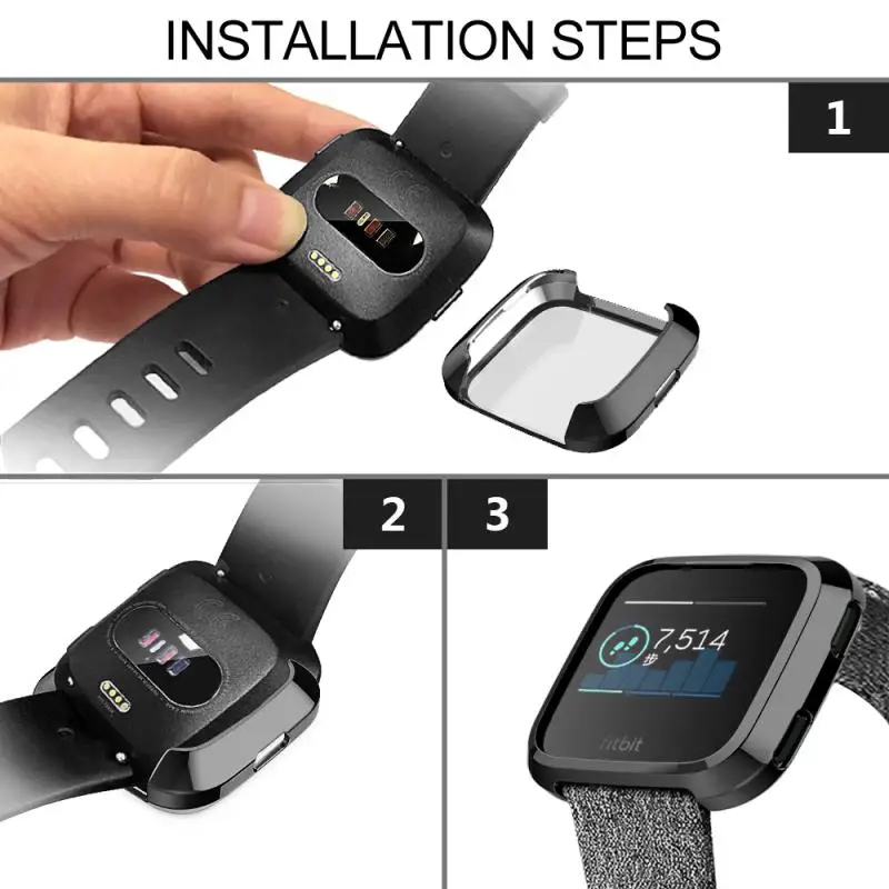 For Fitbit Versa Ultra-thin Soft Plating TPU Case Cover Full Protection Silicone Cases Wearable Devices Protector TSLM1