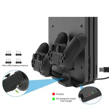 

Vertical Stand with Dual USB Charger Dock Station Multi-function stand for PS4 PS4 Slim PS4 Pro Console Dual controller charger