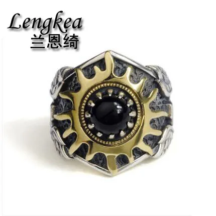 

Lengkea jewelry men rings 925 sterling silver rings personality retro creative SUN model big size Opening ring men jewelry gift