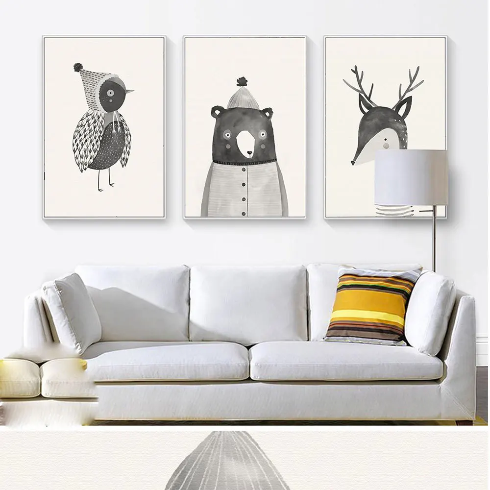 Скандинавский минималистичный Лось декоративная картина с животным принтом гостиная детская комната картина маслом настенная живопись холст