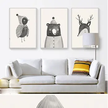 

Scandinavian Minimalist Elk Decorative CanvasPainting Animal Print Living Room Children's Room Oil Painting Wall Art Canvas