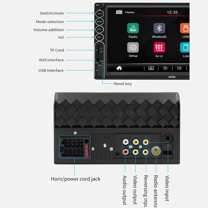 Двойной Din Автомобильный Стерео Авторадио " дюймовый мультимедийный плеер 2 Bluetooth универсальный MP5 FM TF USB AUX радиоприемник