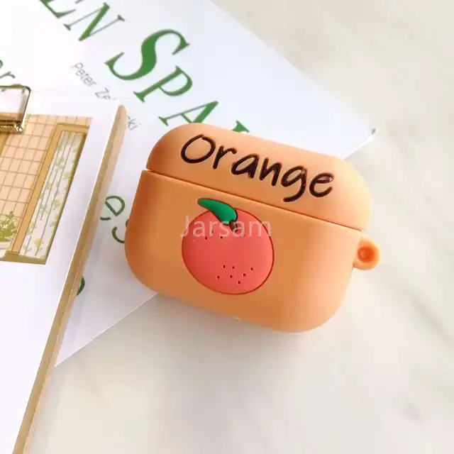 Cartoon Silicone Case For Airpods Pro Case Wireless for airpods pro Case Cover Earphone Case For Air Pods pro Orange