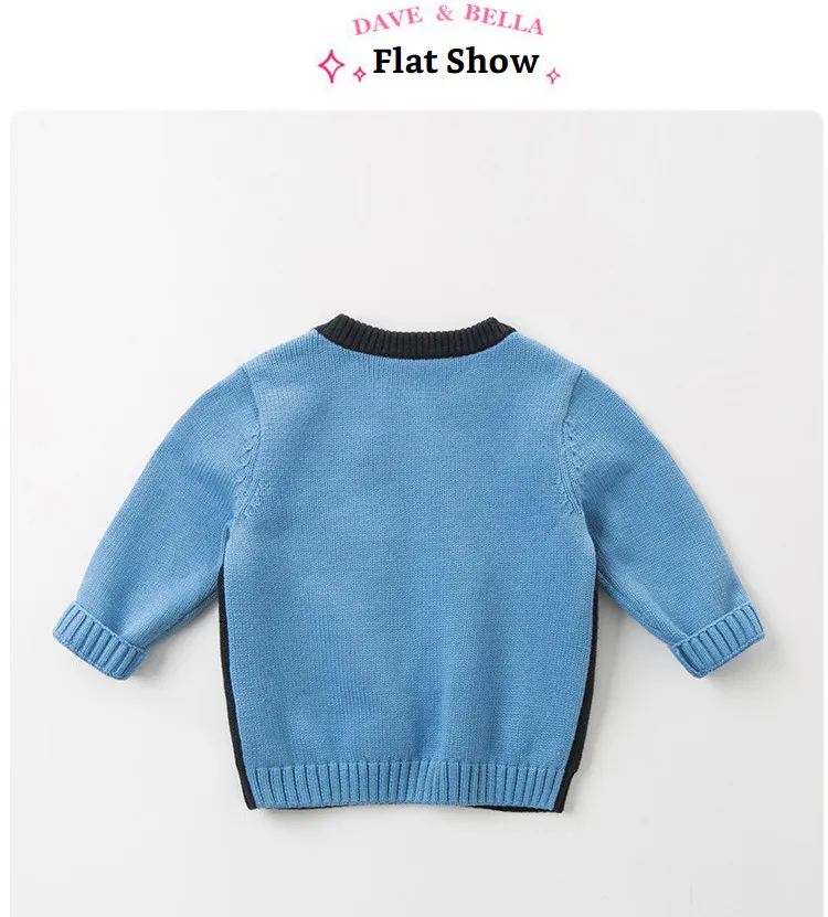 DB11425 dave bella winter knitted sweater infant baby boy long sleeve cotton pullover kids toddler tops children knitted sweater