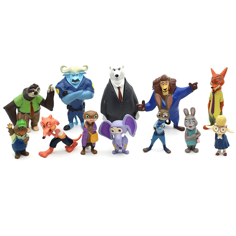 12 шт./компл. Disney Pixar Zootopia Zootropolis игрушка модель ПВХ фигурка Джуди хопс Ник Кукла