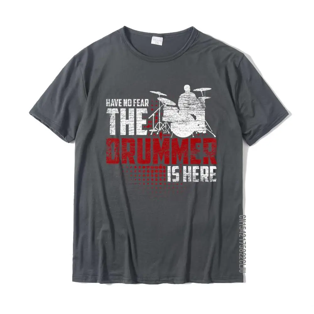 All Cotton Men's Short Sleeve Normal T Shirts Simple Style Tops Tees New Coming Casual Crew Neck Tee-Shirts Free Shipping Have No Fear The Drummer Is Here - Gift Music Musician Drums Premium T-Shirt__28123 carbon