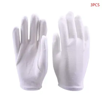 

3 Pairs White Cotton Gloves Coin Gloves Cleaning Jewelry Silver Inspection