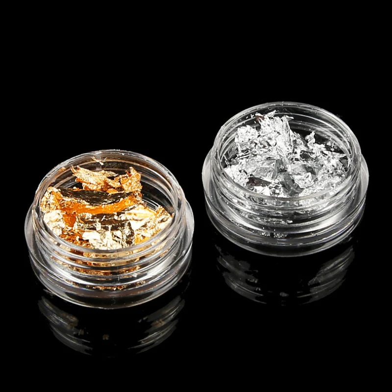 12 PCS Gold Silver Bronze Nail Art Foil Irregular Aluminum Nail Sticker For Nails Manicure 3D Glitter Gel Polish Nail Decor