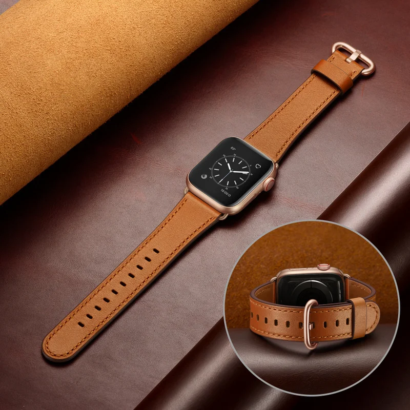 Ремешок для браслета из натуральной кожи Apple Watch Band 3 2 1 Iwatch Series 42 мм 38 ультратонкий