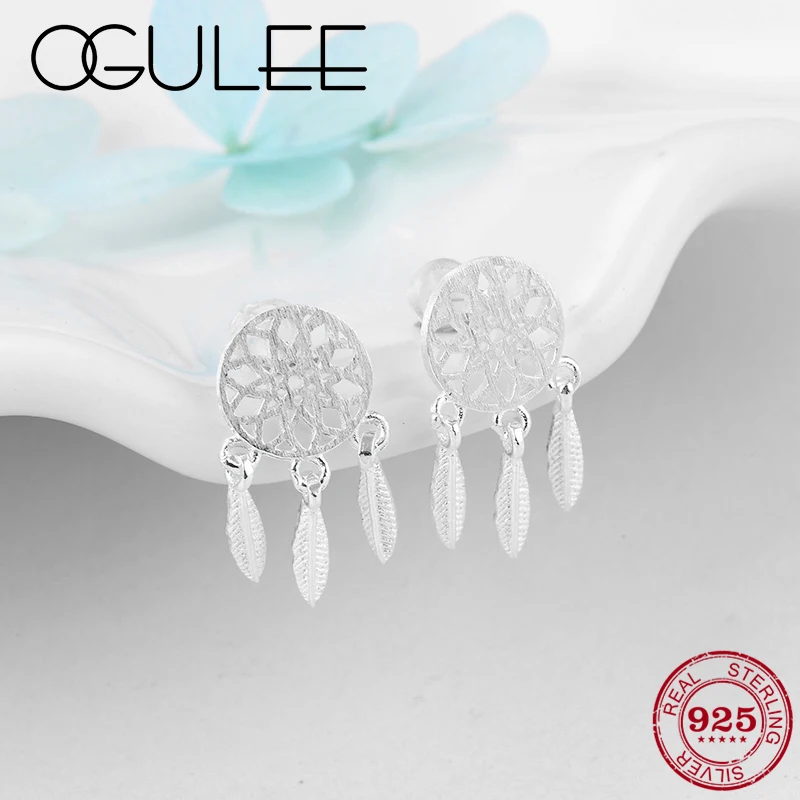 

Women Earrings 925 Sterling Silver dreamcatcher hollow out Catch Monternet shape fine Drop Earrings luxury Female Jewelry