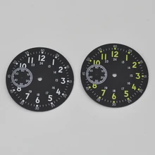 Детали часов, 39 мм стерильный супер светящийся черный циферблат подходит для 6497 часового механизма, части часов для DIY часов