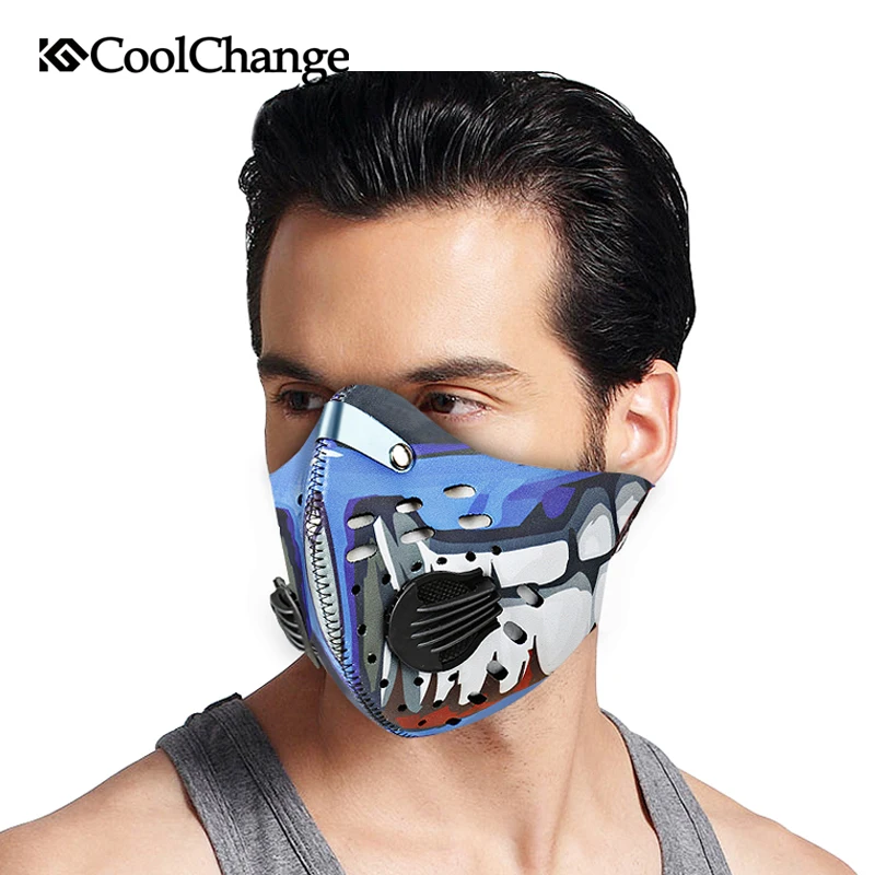CoolChange маска для велоспорта с фильтром, 9 цветов, половина лица, углеродная маска для велоспорта, тренировочная маска для велоспорта, маска для велоспорта
