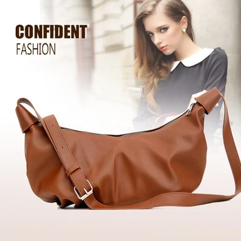 

Fashion Pleated PU Leather Crossbody Bags Women Ladies Dumplings Solid Color Shoulder Messenger Handbag Travel Daily Pouch