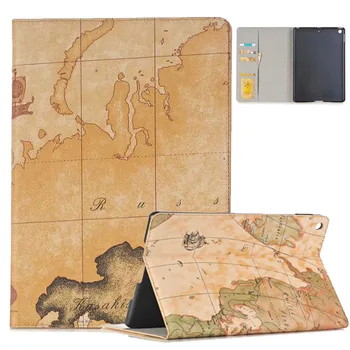 

New Print Map Coque For iPad 2 3 4 Case A1430 A1458 Card Slot Leather PU Stand Flip Cover For iPad 2 iPad 3 iPad 4 Case A1416