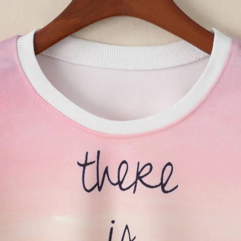 Новые осенние короткие рубашки с круглым вырезом и длинным рукавом принтом букв