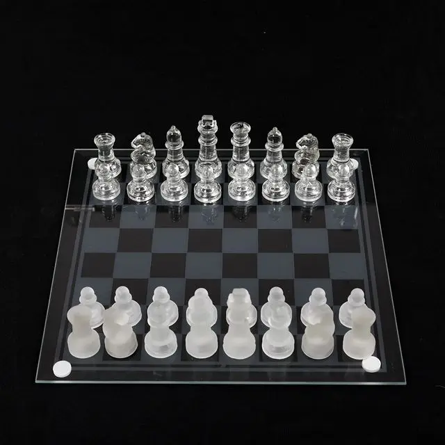 XXJF Jogo de xadrez de vidro, peças de xadrez e tabuleiro de xadrez  espelhado de cristal para jovens adultos presente jogo cerebral
