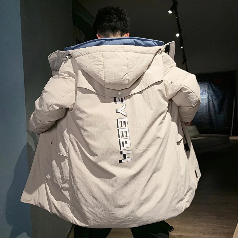 Мужская зимняя куртка, стиль, корейский стиль, стильная зимняя куртка средней длины с хлопковой подкладкой, пуховик, хлопковая стеганая одежда для работы