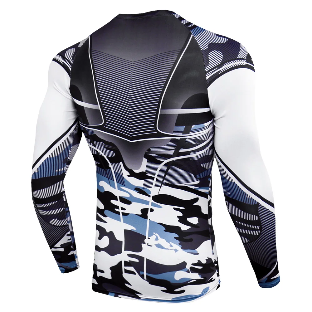 Компрессионная спортивная рубашка мужская с длинным рукавом камуфляжная Фитнес 3D быстросохнущая Мужская футболка для бега Спортивная одежда для тренировок Топ Рашгард