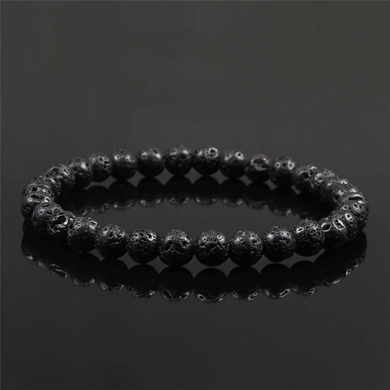 6mm 8mm 10mm Natural Volcanic Stone Beads Bracelets Black Lava Men Bracelet Aromatherapy Essential Oil Diffuser Bangle for Women