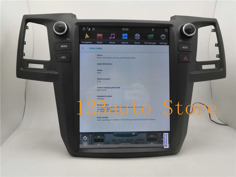 12,1 дюймов вертикальный Tesla стиль Android 8,1 автомобильный DVD gps плеер навигация gps радио PX6 HDMI для Toyota Fortuner 2007
