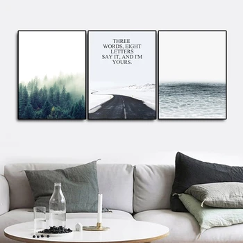

Canvas Art Oil Painting Forest Highway The sea Art Poster Picture Wall Decor Modern Home Decoration For Living room Office