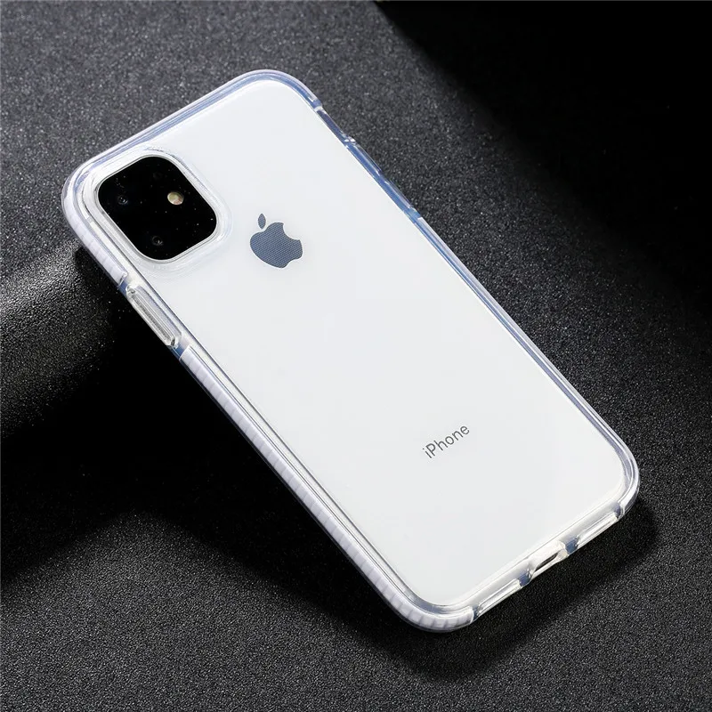 Белый Прозрачный противоударный чехол для телефона iPhone 11 8 Plus X XR XS Max простой чехол для iPhone 7 6S Plus Мягкий ТПУ силиконовый чехол - Цвет: Белый