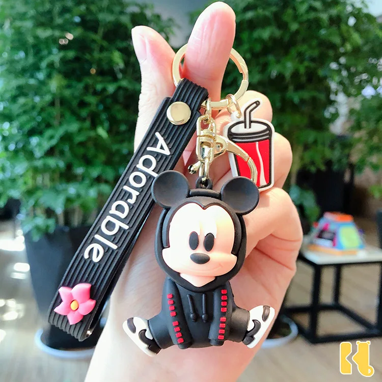 Disney Cartoon Hoodie Mickey Mouse Minnie Stitch Figure Keychain Keyring  Pvc Doll Toy Car Key Chain Bag Pendant Accessories - Action Figures -  AliExpress