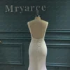 Mryarce Simple Stretch Matte Classic Satin Bateau Crepe Mermaid Wedding Dress  Open Back Bridal Gowns 6