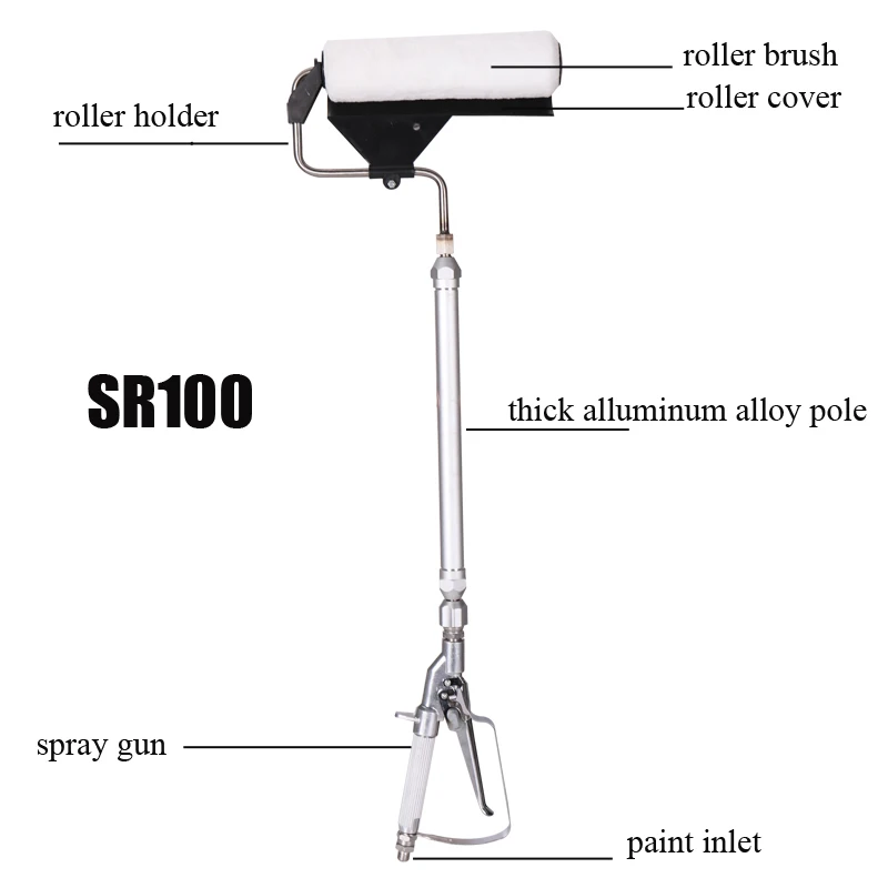 Airless paint pressure roller for finish coating painting roller sprayer decoration tools spray pressure gun with extension