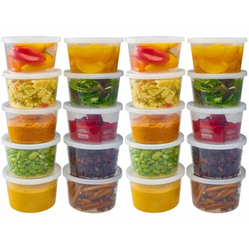 

8PCS Drain Sealed Box Ultra-Light PP Plastic Box Transparent Sealed Round Box Salad Dressing Box Kitchen Organizer A26