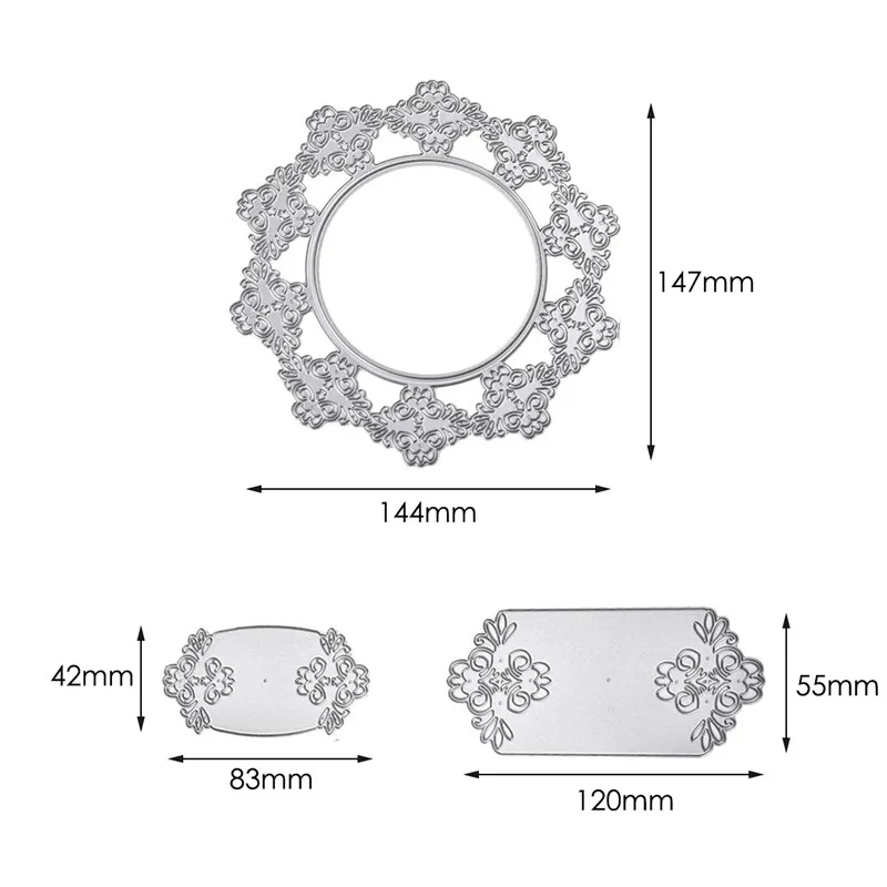 

Naifumodo Flower Round Dies Lace Rectangle Frame Metal Cutting Dies for DIY Scrapbooking Craft Card Embossing Die Cut Template