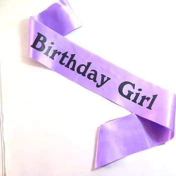 

12pcs Birthday girl sash black printing 2020 new design pink purple yellow satin ribbon girls princess happy birthday party