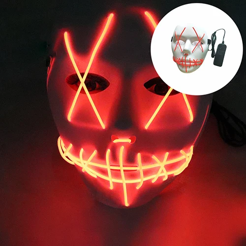 Маска для Хэллоуина светодиодный светящийся Смешные Маски The Purge eyear Great Festival cosplay Костюмные принадлежности Вечерние Маски - Цвет: 3