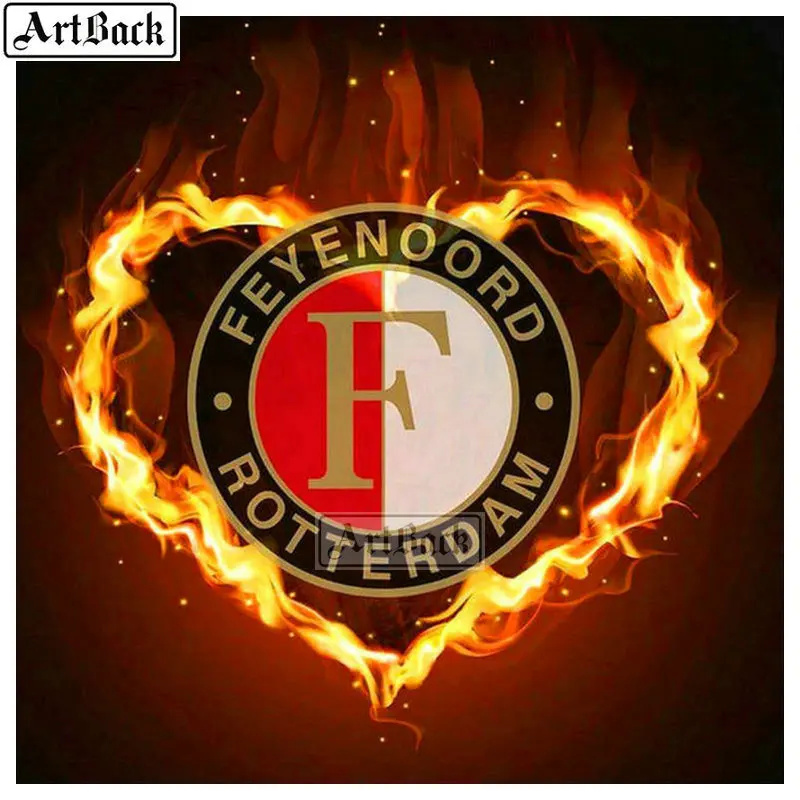 Алмазная картина Feyenoord Роттердам 20x20 см футбольная икона Полная площадь