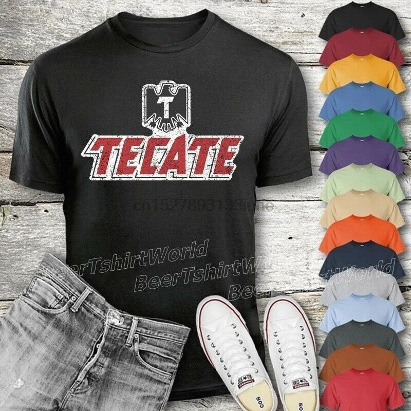 Tecate Beer T-Shirt Custom Designed Color Worn Label Pattern Tecate Beer T-Shirt Custom Designed Color Worn Label Pattern