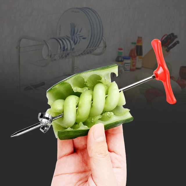 Vegetable Spiral Cutter 4pcs, Stainless Steel Manual Carving Cutting Tool  Potato Carrot Cucumber Chopper Spiral Screw Slicer Kitchen Supply