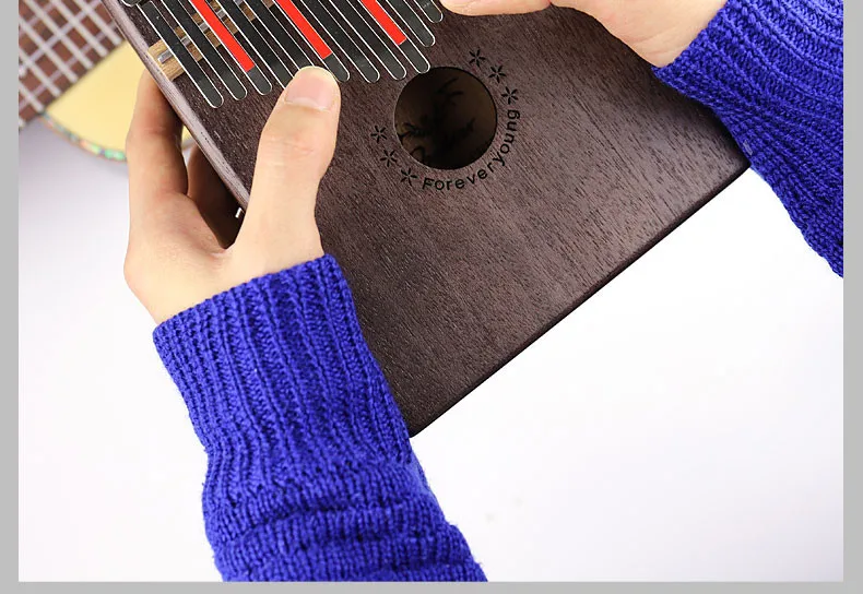17 клавиш Kalimba красное дерево большого пальца фортепиано Mbira твердой древесины большого пальца пианино палец мини клавиатура инструмент Calimba Африканское натуральное пианино
