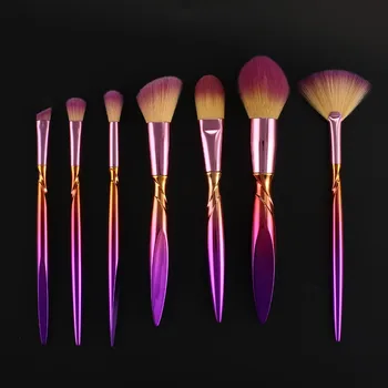 

7pcs A Set Metal Makeup Brushes Cosmetic Face Foundation Power Eyeshadow Blush Make Up Brush Kit Maquiagem Cotton Pad Dfdf