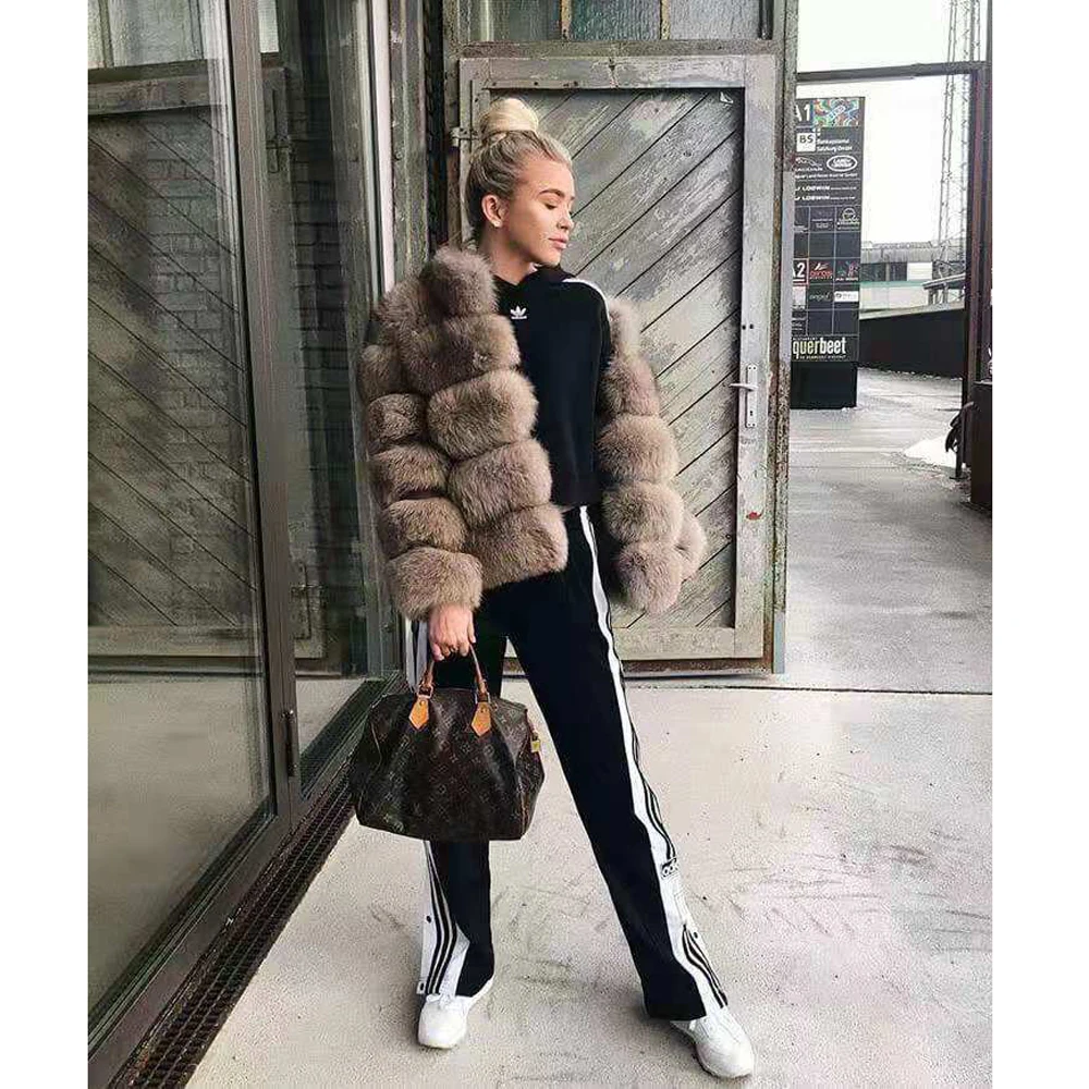 

Fashion winter warm leather coat natural fox fur coat real fox fur jacket winter thick warm coat