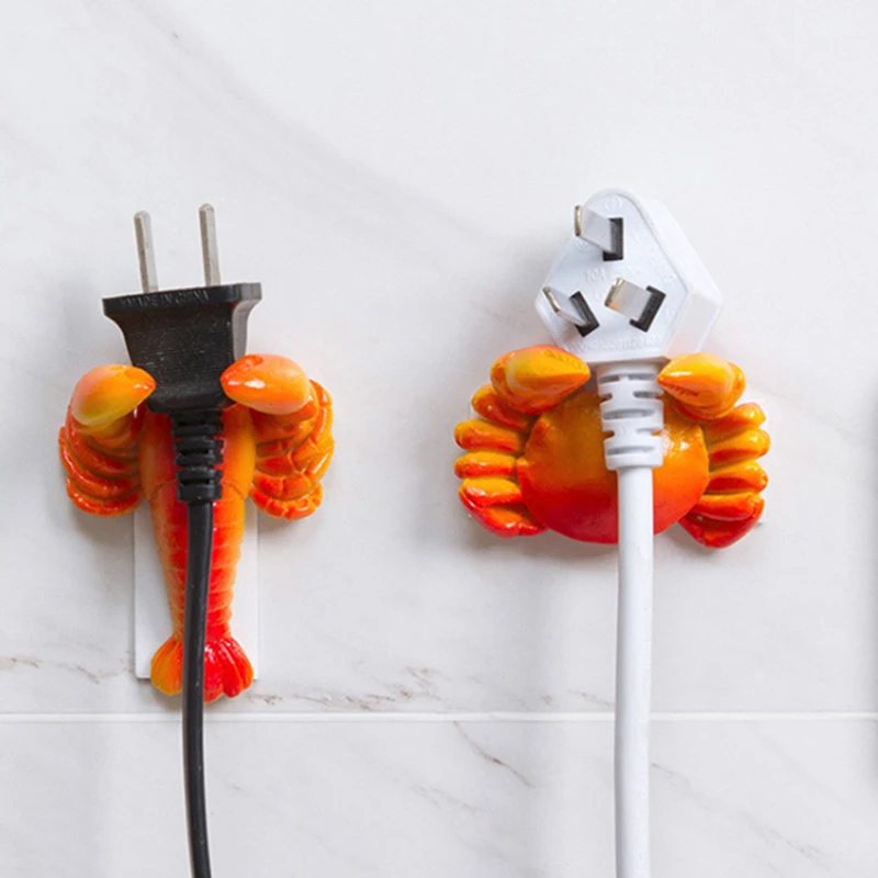 cheap Resin Shrimp Crab Socket Head Hook Wall Decorations Power Cord Finishing Storage Rack Cloth Towel Key Hooks Hat Handbag Hanger