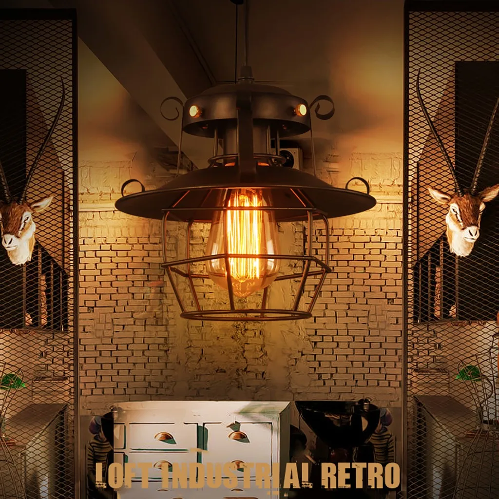 Vintage Industrial Style Metal Fishermans Cage Pendant Light Lamp Shades Household Lighting Accessories Home Lamp #25
